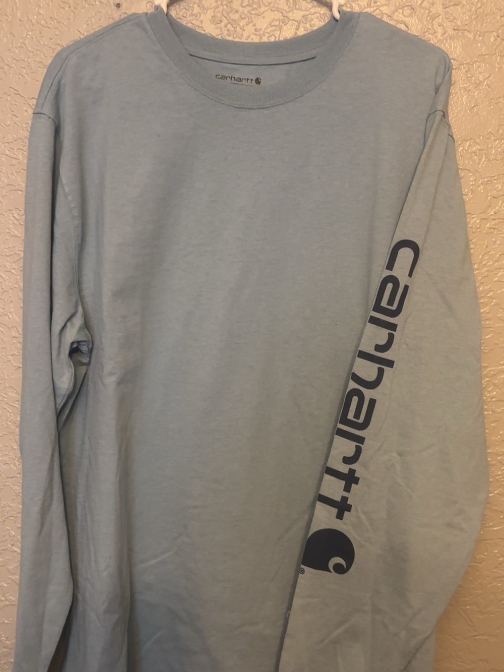 Carhartt Men’s Pale Blue Long-Sleeve Logo Tee